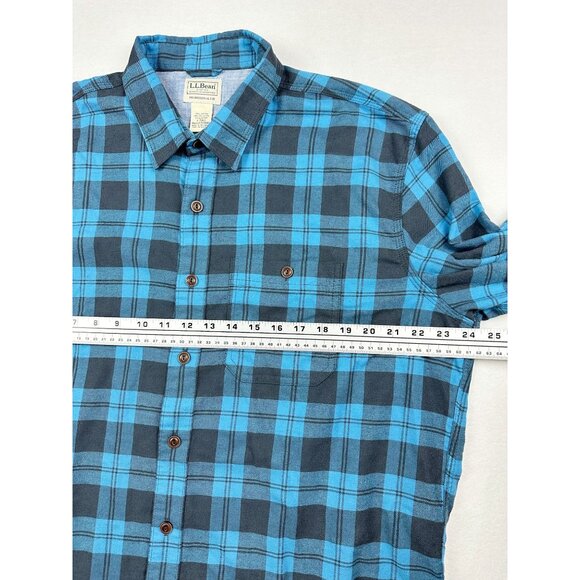 L.L. Bean Mens Bean Flex Flannel Shirt Size L Tall Cotton‎ Stretch Blue - Picture 6 of 6